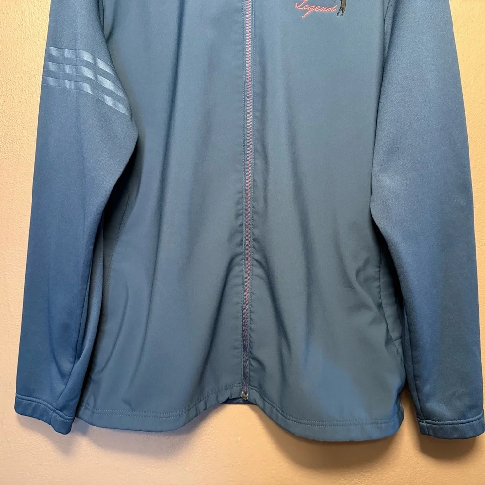 Adidas Golf Mens Climastorm Hybrid Heathered Zip Up Jacket Mineral Blue Sz Large